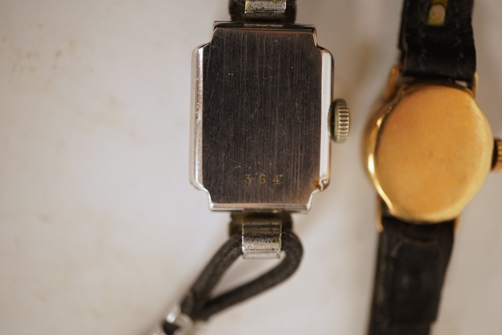 A white metal hunter keywind pocket watch, with Roman dial and subsidiary seconds, two silver charm bracelets and sundry items including jewellery and a silver sovereign case.